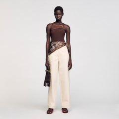 Asymmetric bodysuit with bead detail Brown Sandro Women