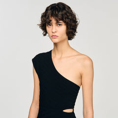 Asymmetric knit bodysuit Black Sandro Women