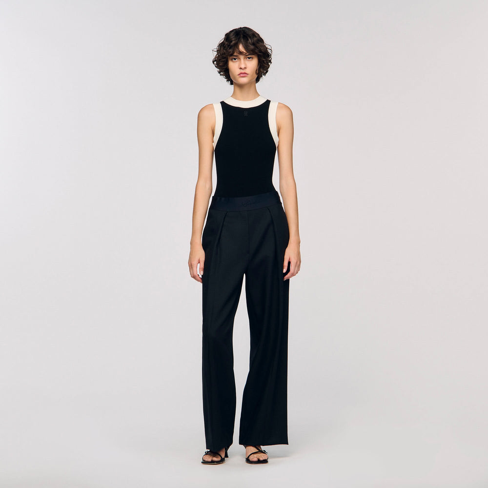 Two-tone knit bodysuit Black Sandro Women