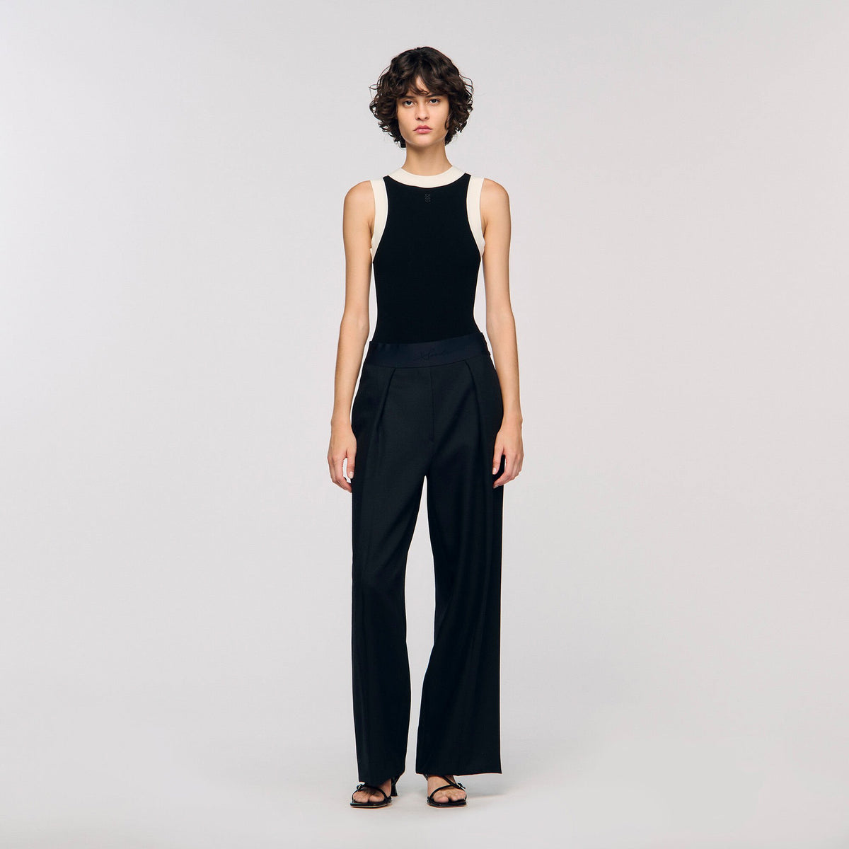 Two-tone knit bodysuit Black Sandro Women