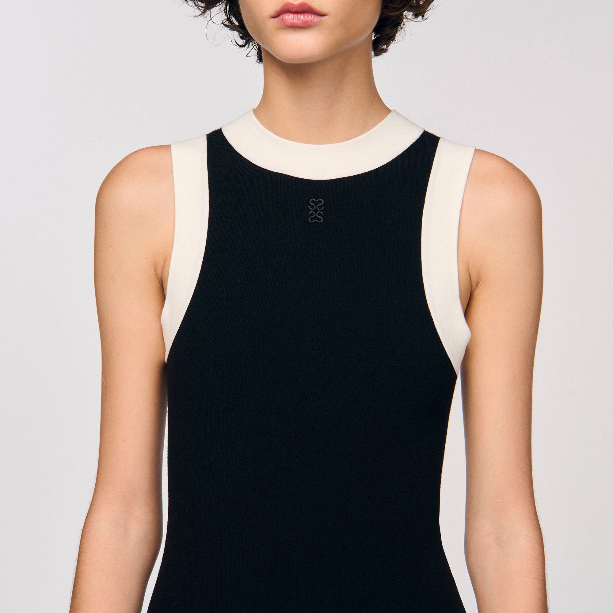 Two-tone knit bodysuit Black Sandro Women