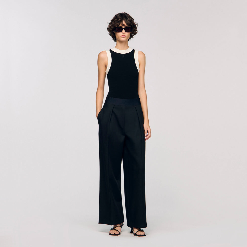 Two-tone knit bodysuit Black Sandro Women