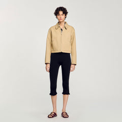 Short jacket with rhinestone details Beige Sandro Women