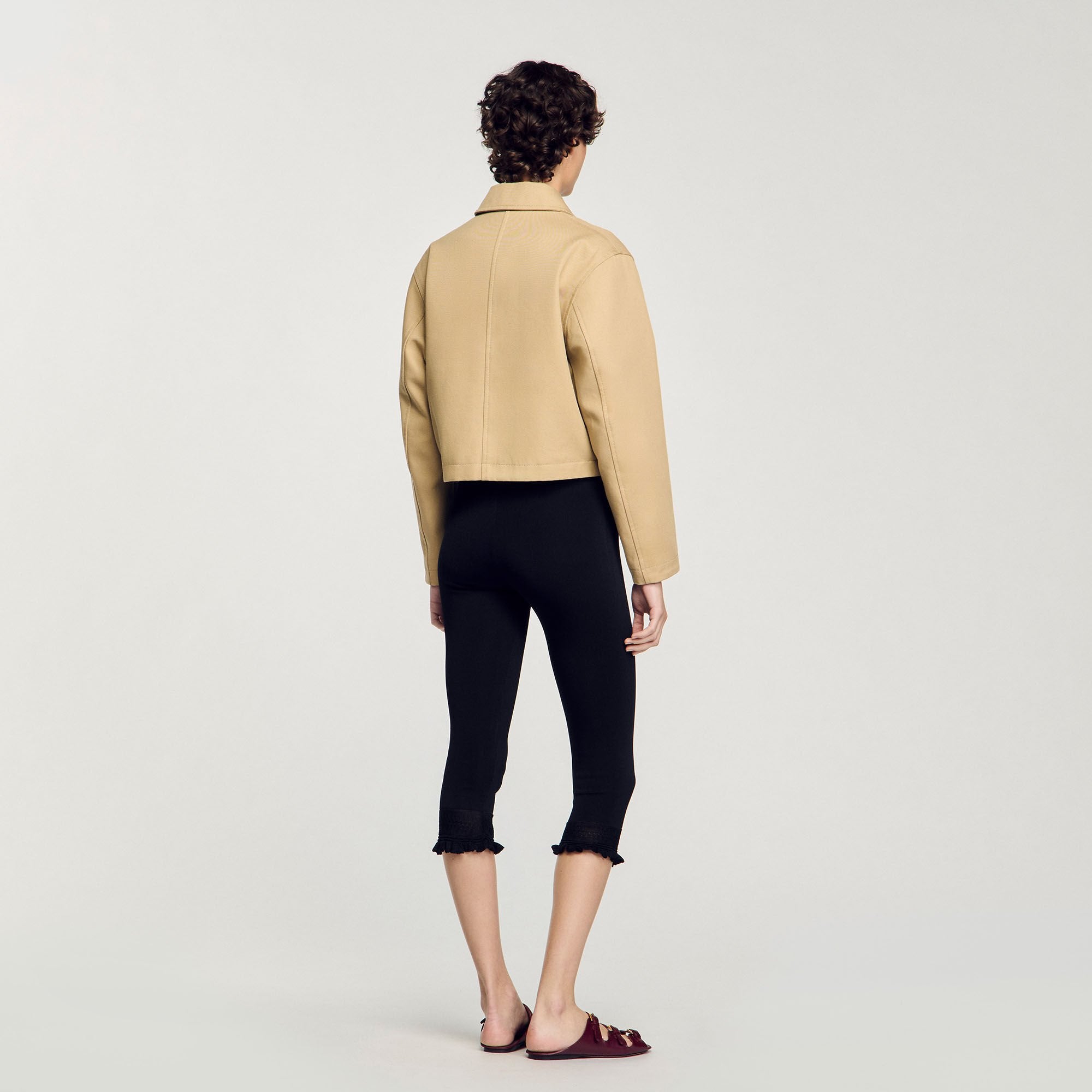 Short jacket with rhinestone details Beige Sandro Women