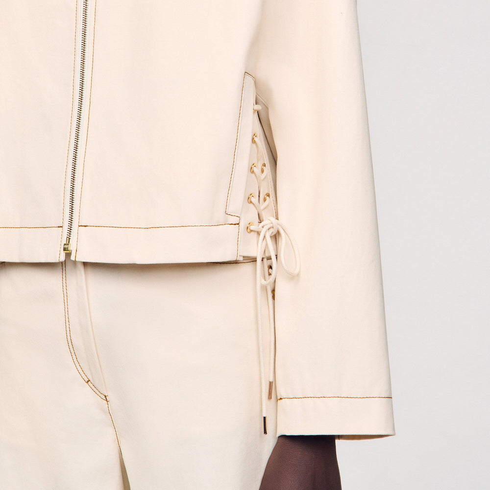 Denim lace-up jacket Sand Sandro Women