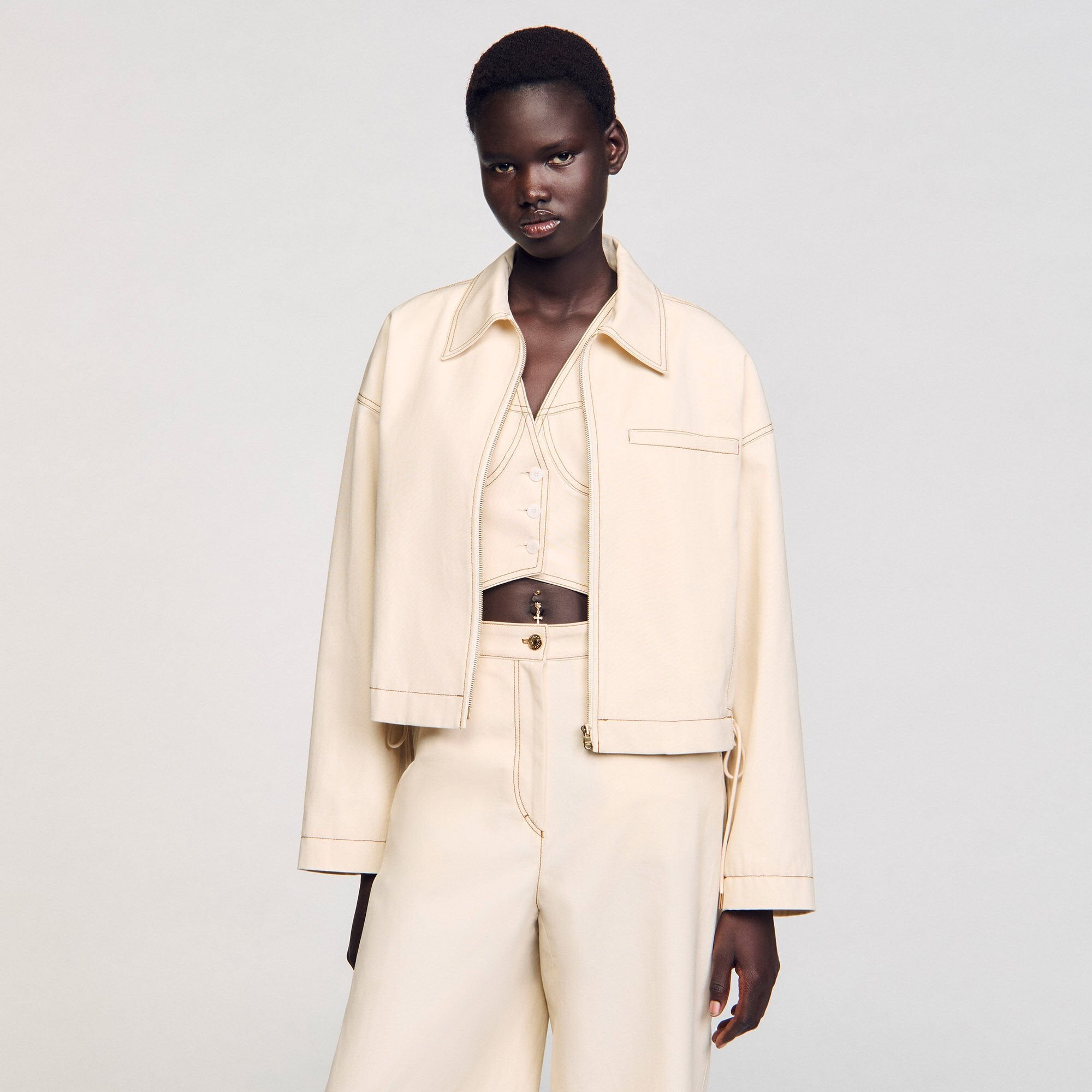 Denim lace-up jacket Sand Sandro Women