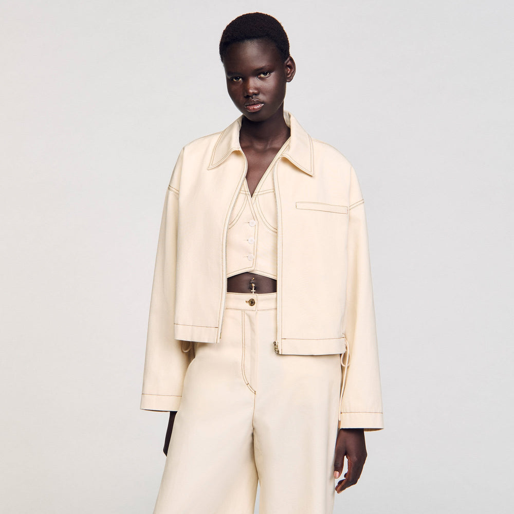 Denim lace-up jacket Sand Sandro Women