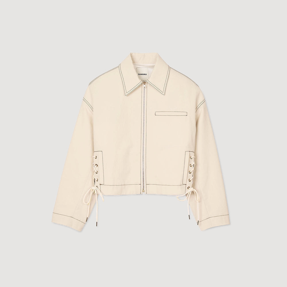 Denim lace-up jacket Sand Sandro Women