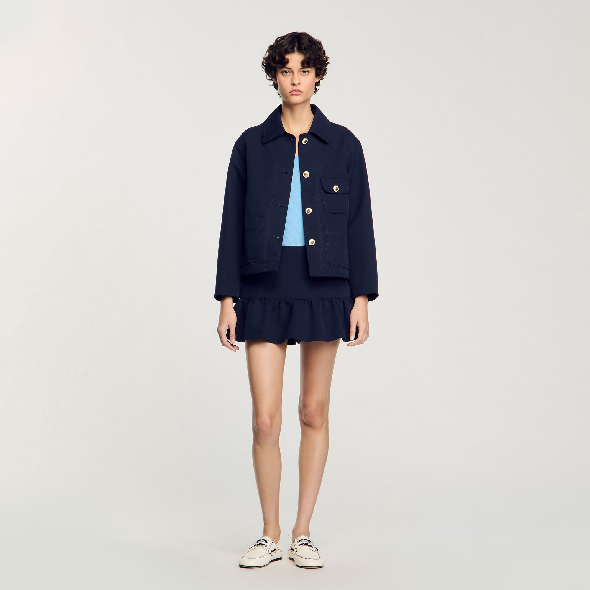 Jacket with officer buttons Navy Blue Sandro Women