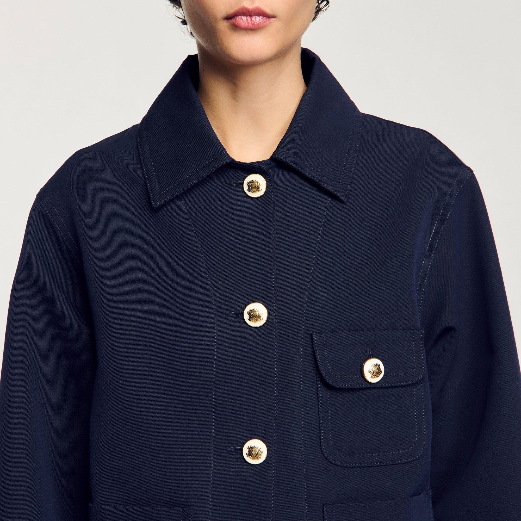 Jacket with officer buttons Navy Blue Sandro Women