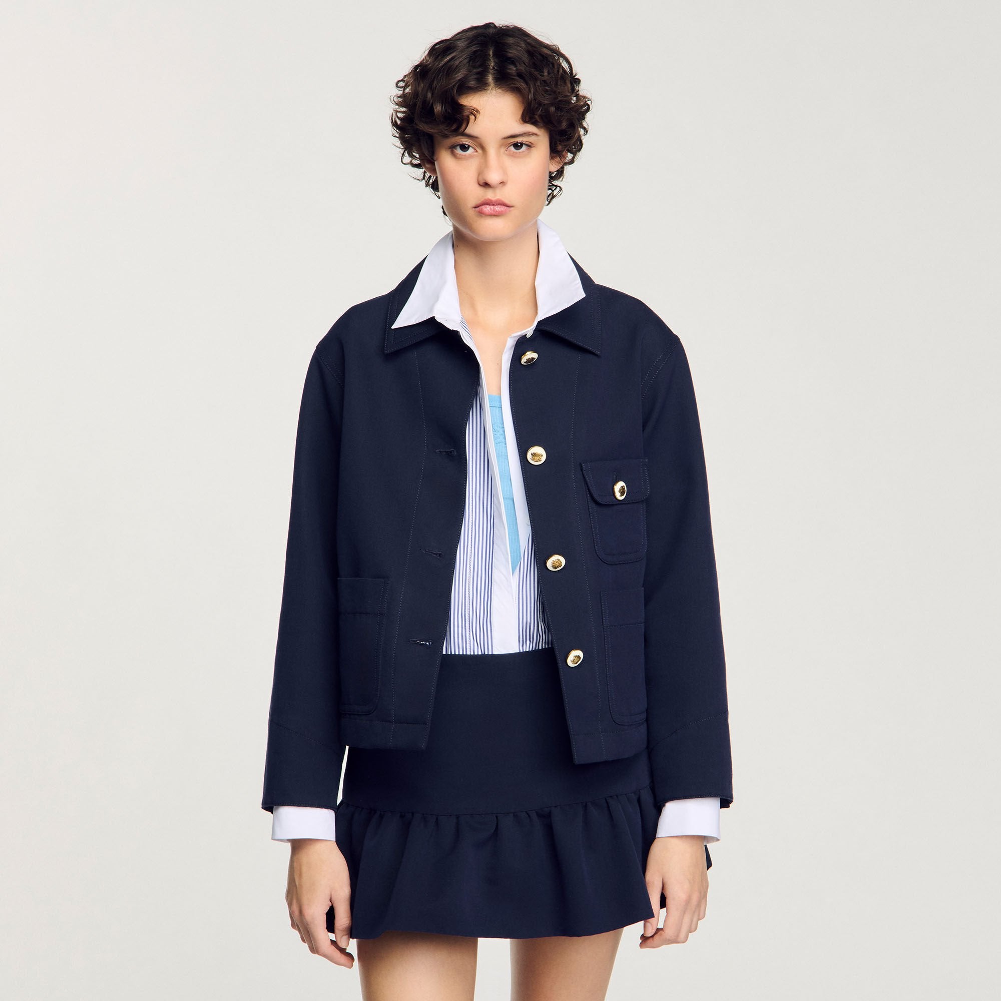 Jacket with officer buttons Navy Blue Sandro Women