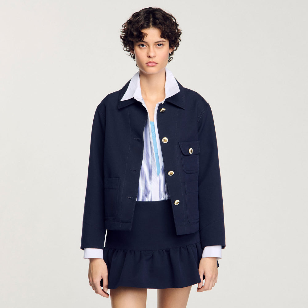 Jacket with officer buttons Navy Blue Sandro Women