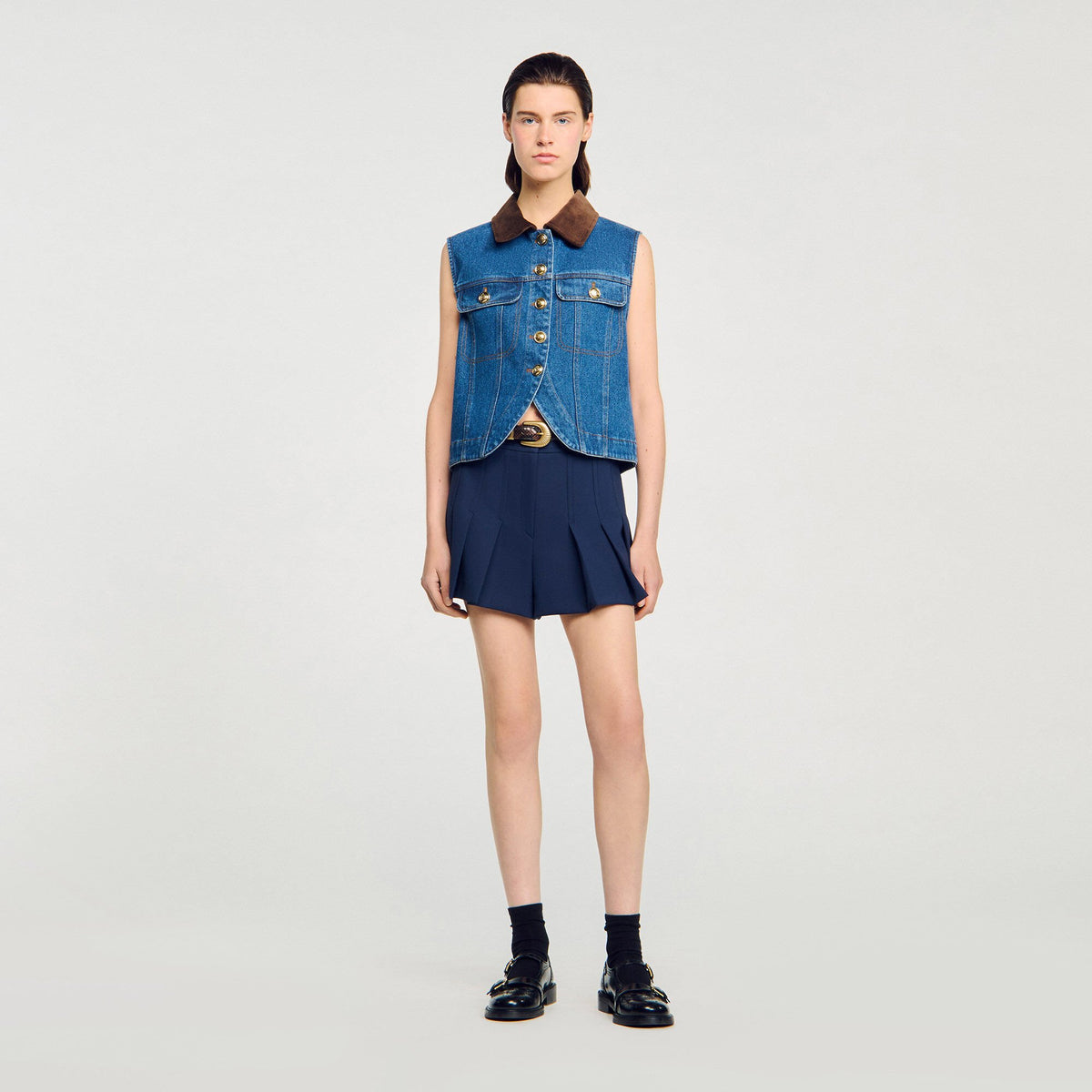 Sleeveless denim jacket Blue Jean Sandro Women