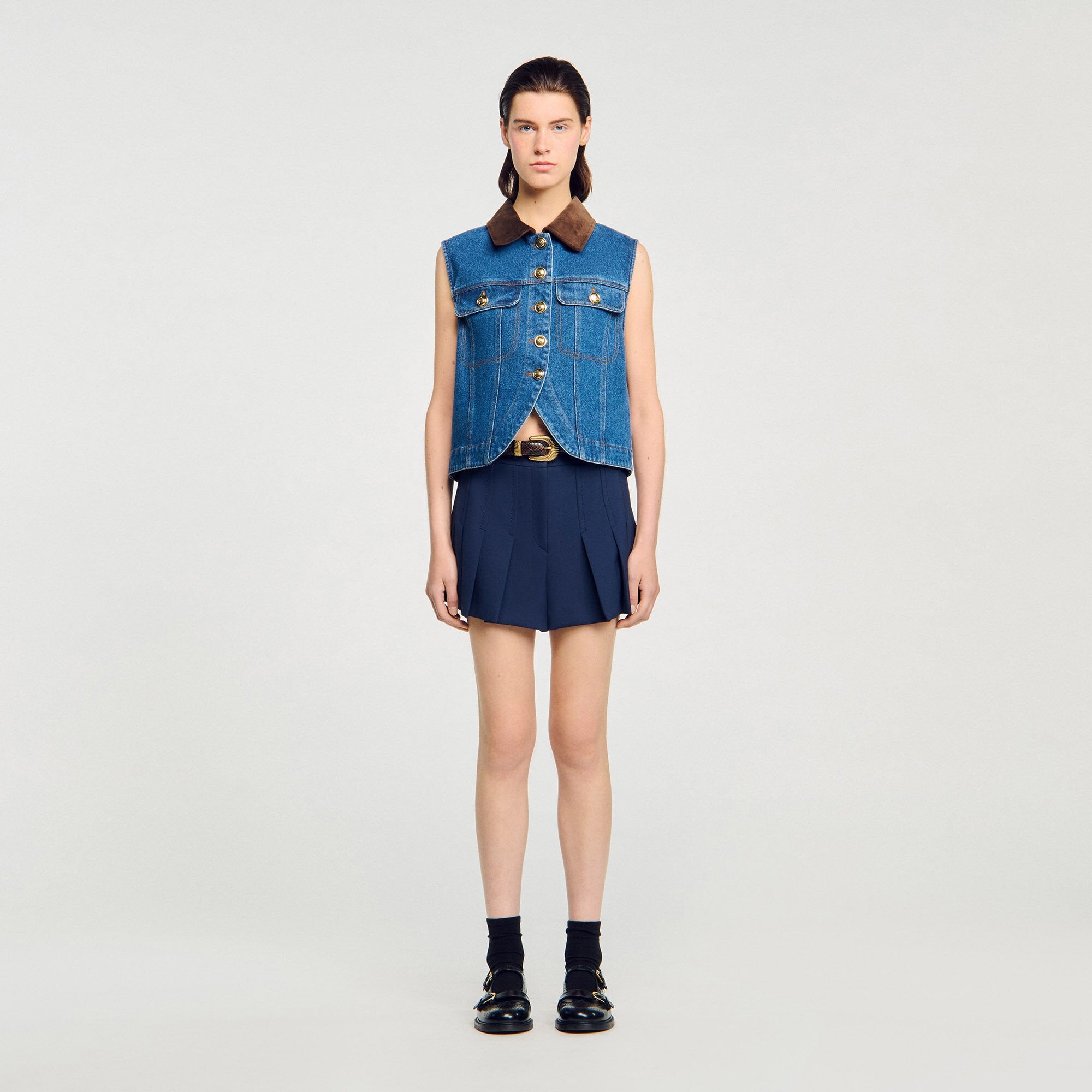 Sleeveless denim jacket Blue Jean Sandro Women