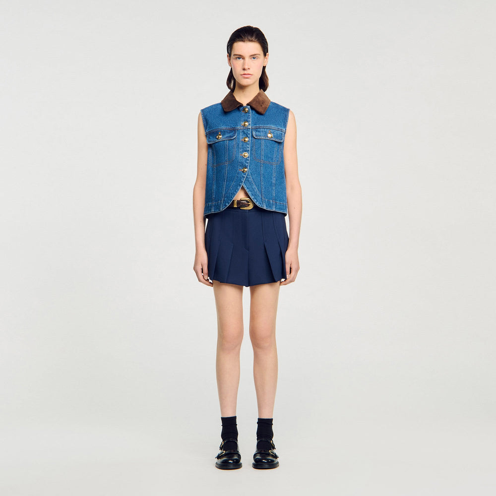 Sleeveless denim jacket Blue Jean Sandro Women