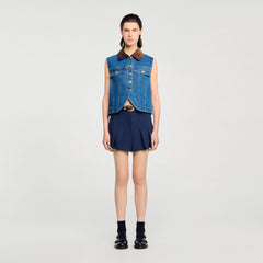 Sleeveless denim jacket Blue Jean Sandro Women