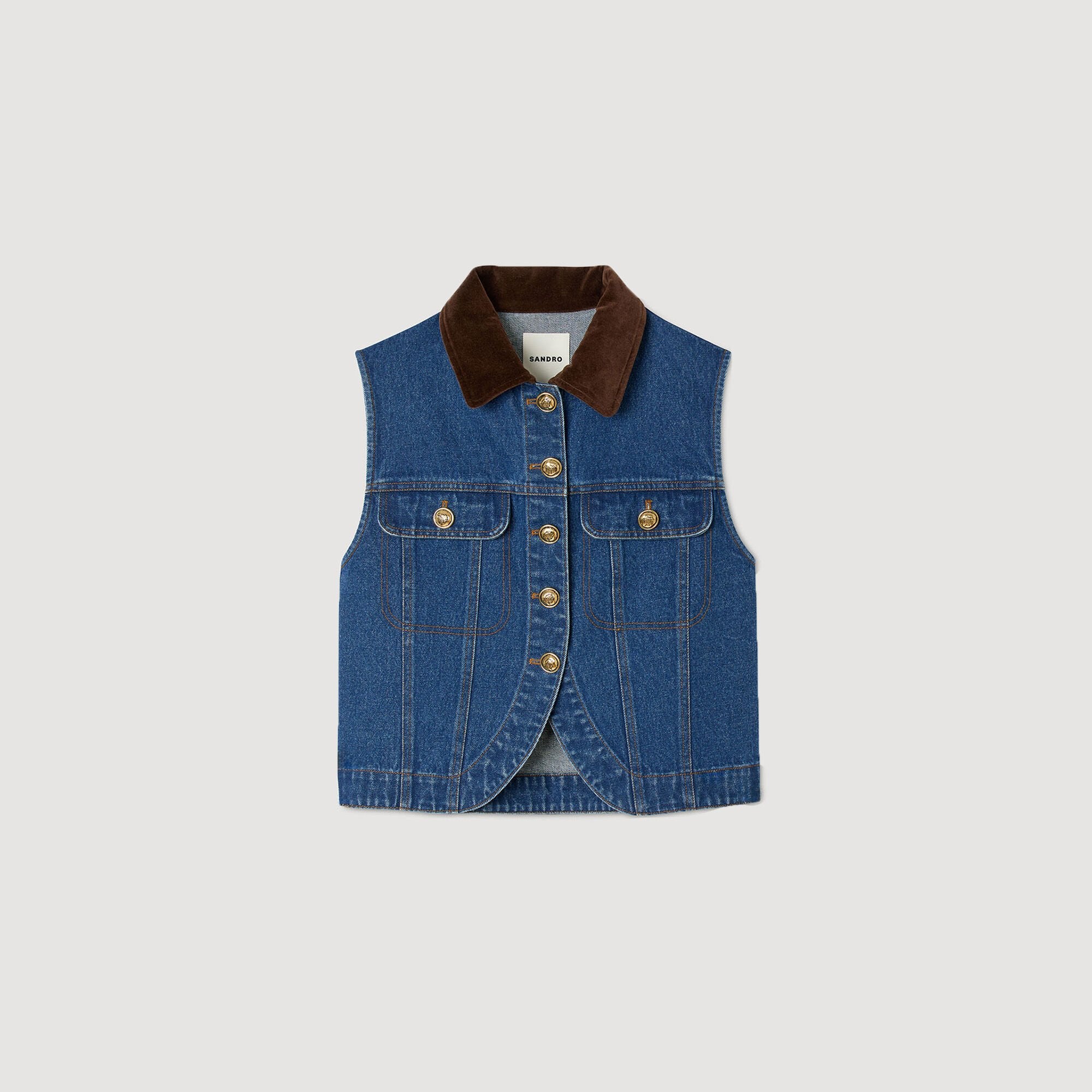 Sleeveless denim jacket Blue Jean Sandro Women