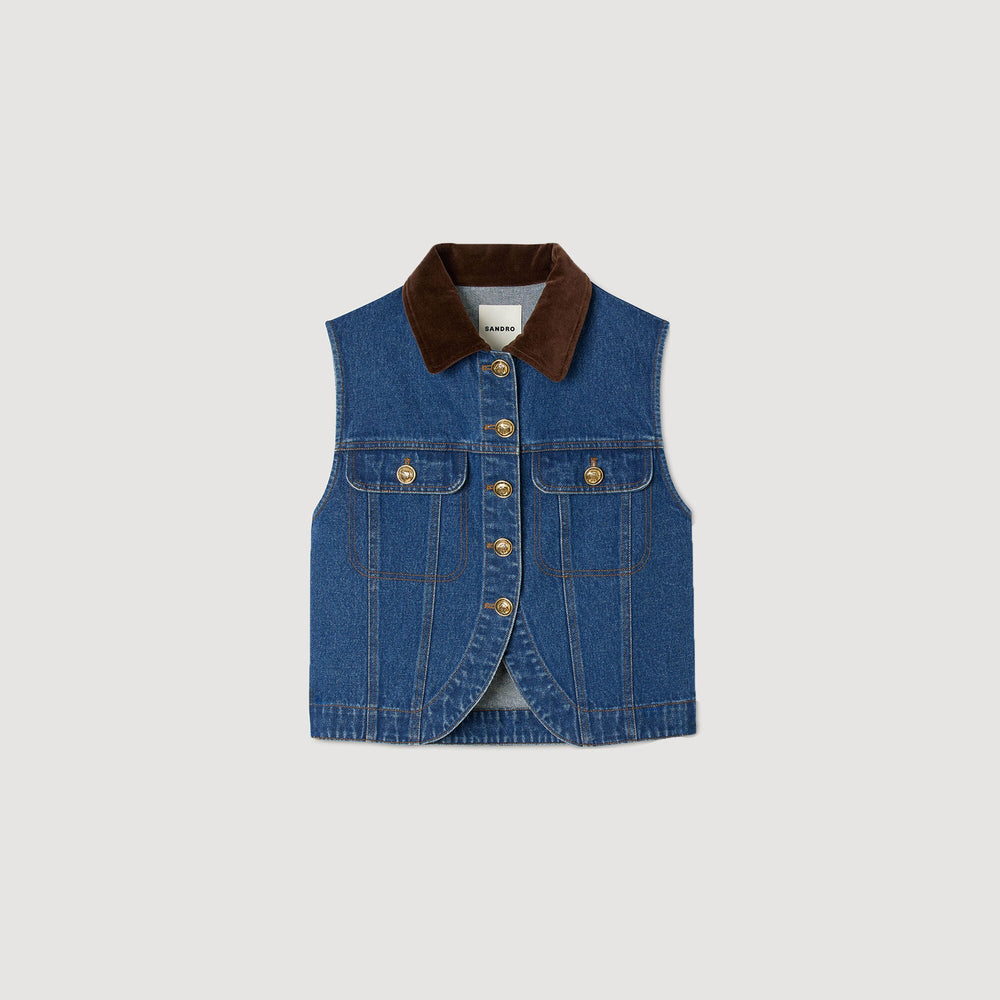 Sleeveless denim jacket Blue Jean Sandro Women