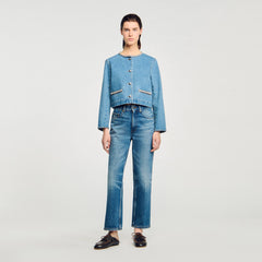 Rhinestone denim jacket Blue Jean Sandro Women