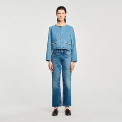 Rhinestone denim jacket Blue Jean Sandro Women