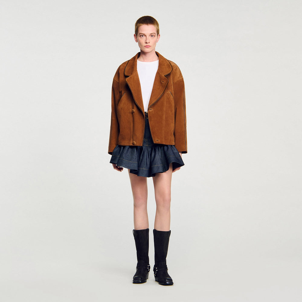 Oversized suede jacket Brown Sandro Women