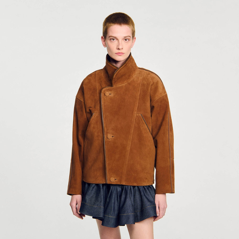Oversized suede jacket Brown Sandro Women