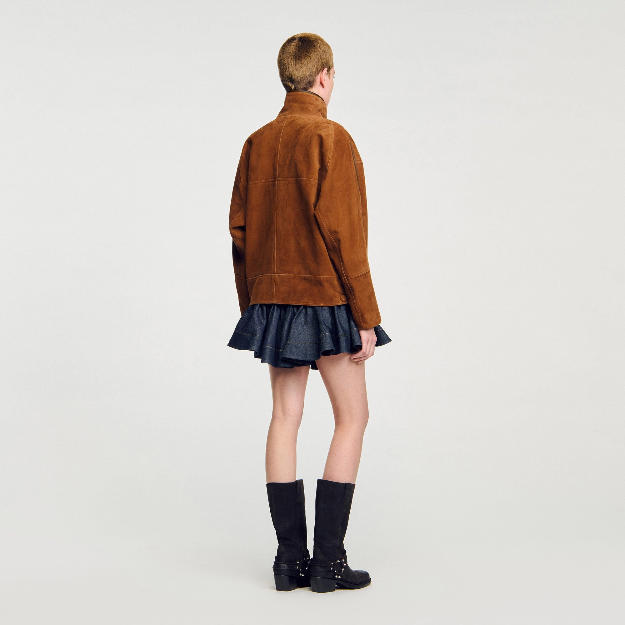 Oversized suede jacket Brown Sandro Women
