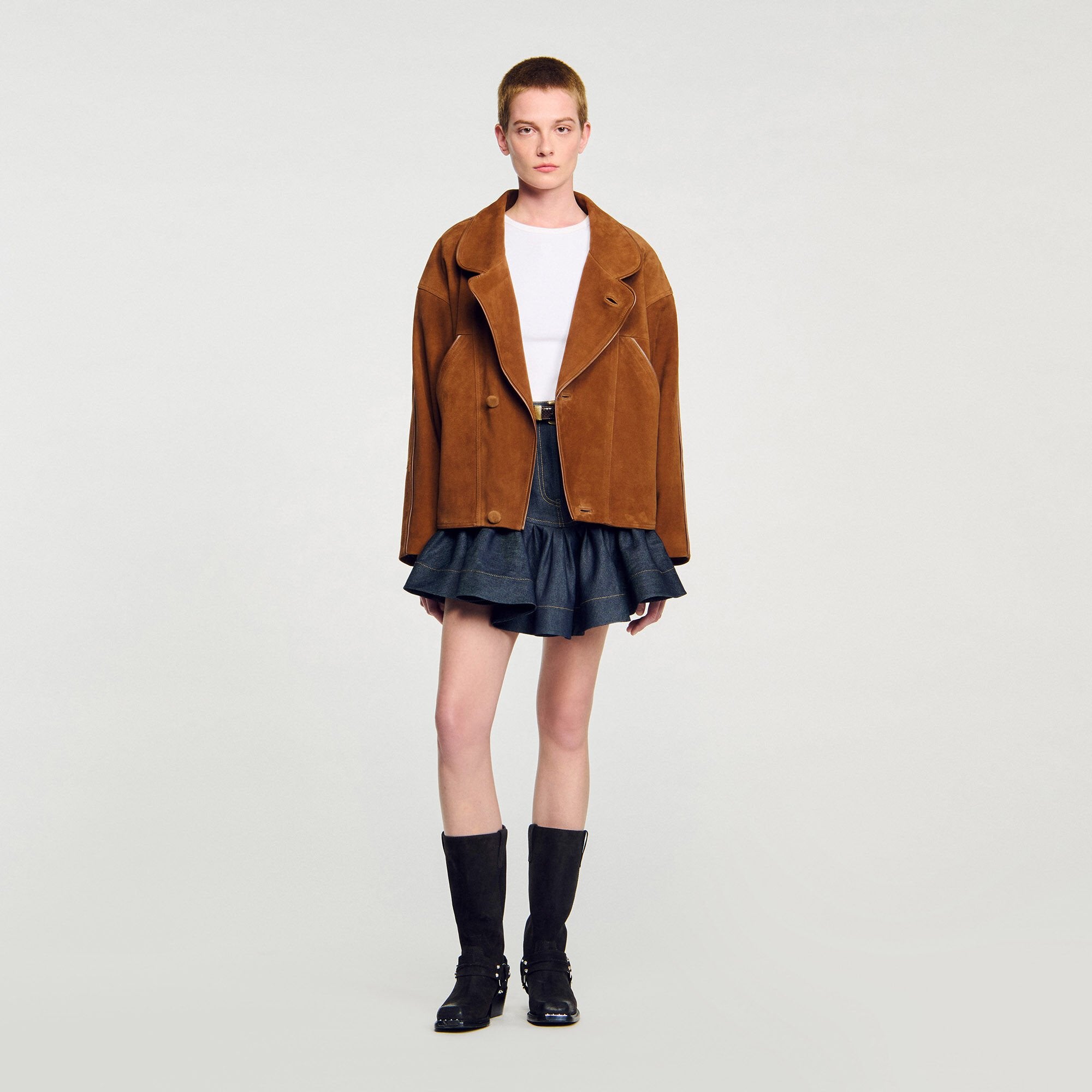 Oversized suede jacket Brown Sandro Women