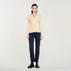 Cardigan in certified viscose Ecru Sandro Women