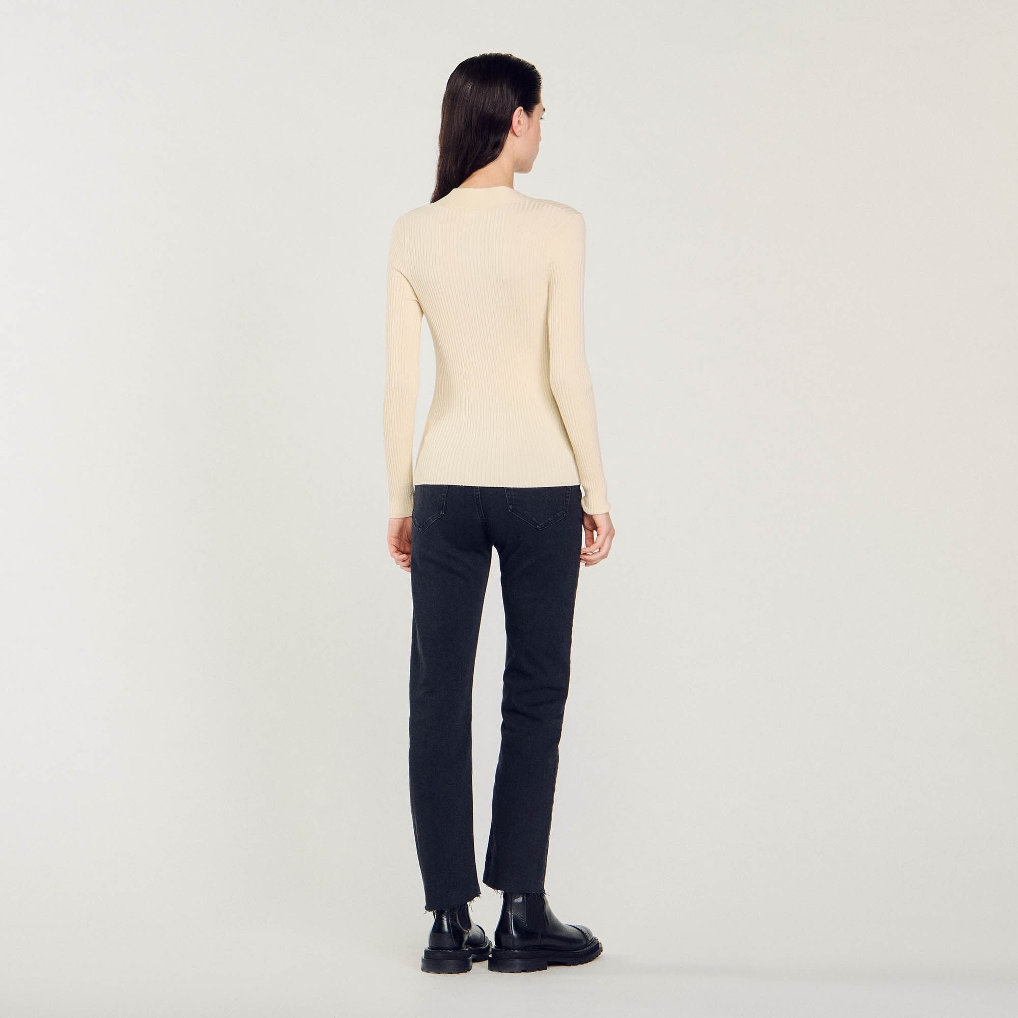 Cardigan in certified viscose Ecru Sandro Women