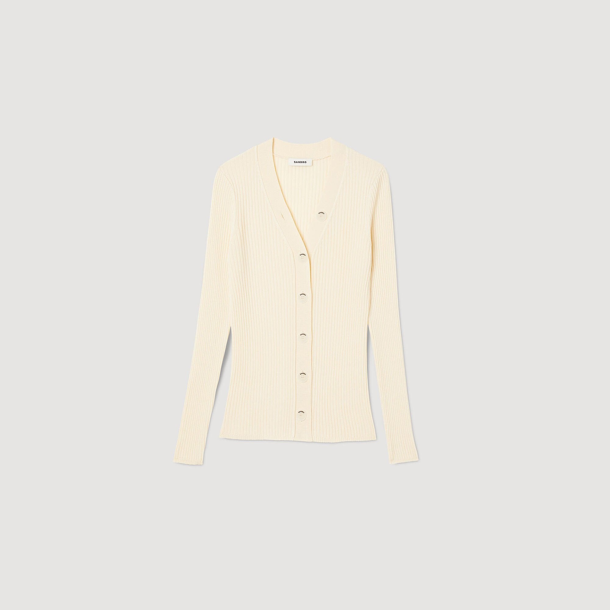 Cardigan in certified viscose Ecru Sandro Women