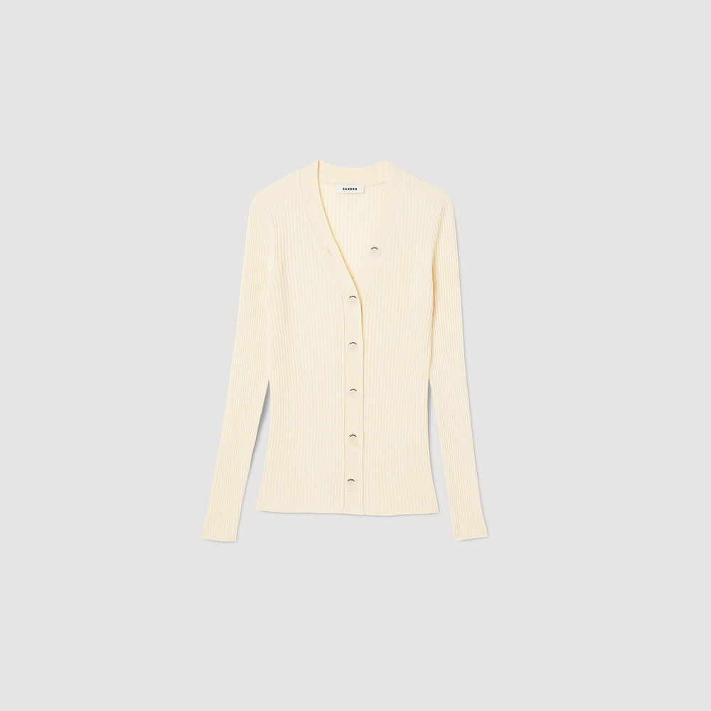 Cardigan in certified viscose Ecru Sandro Women