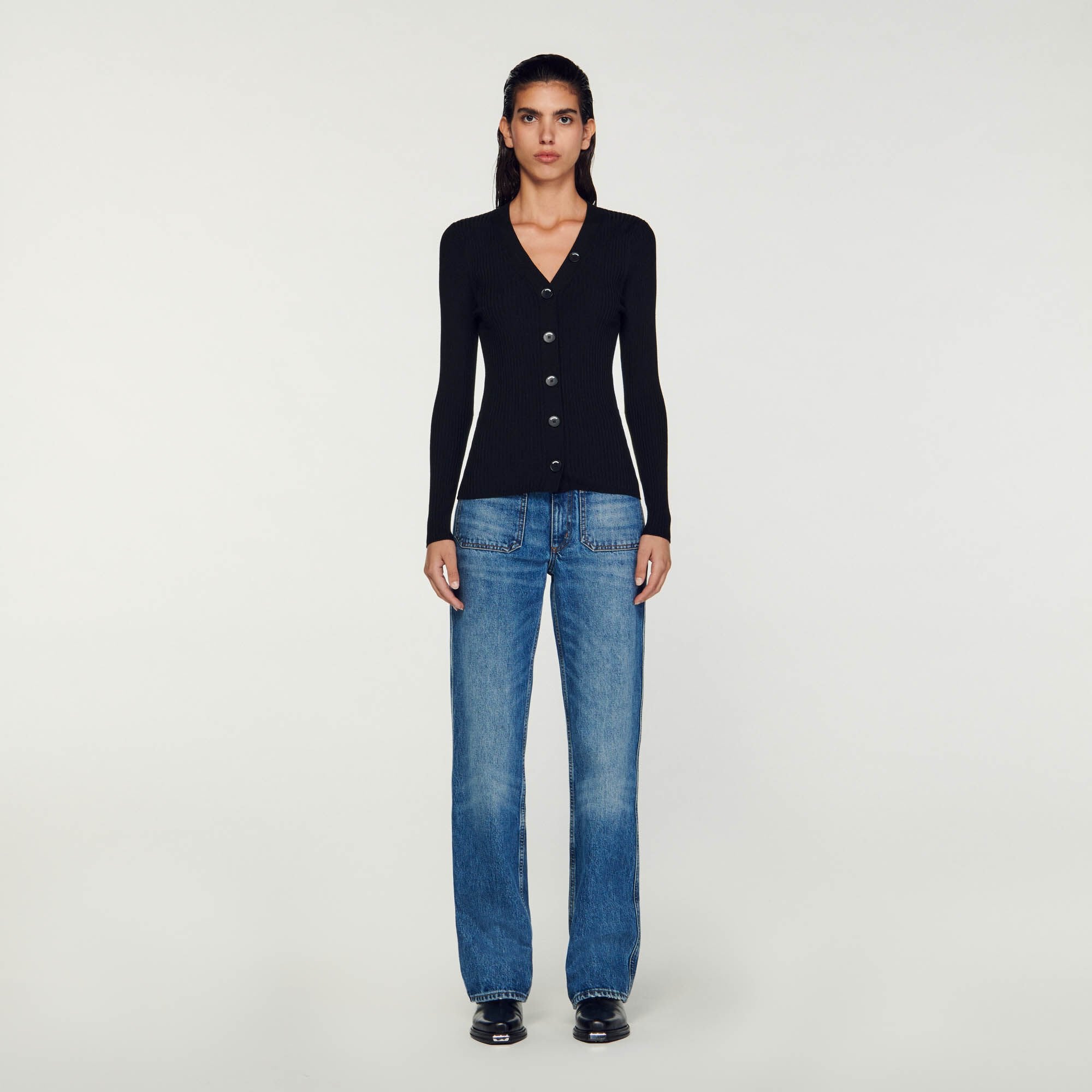Cardigan in certified viscose Black Sandro Women