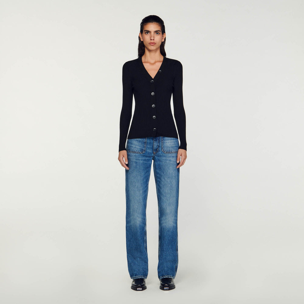 Cardigan in certified viscose Black Sandro Women