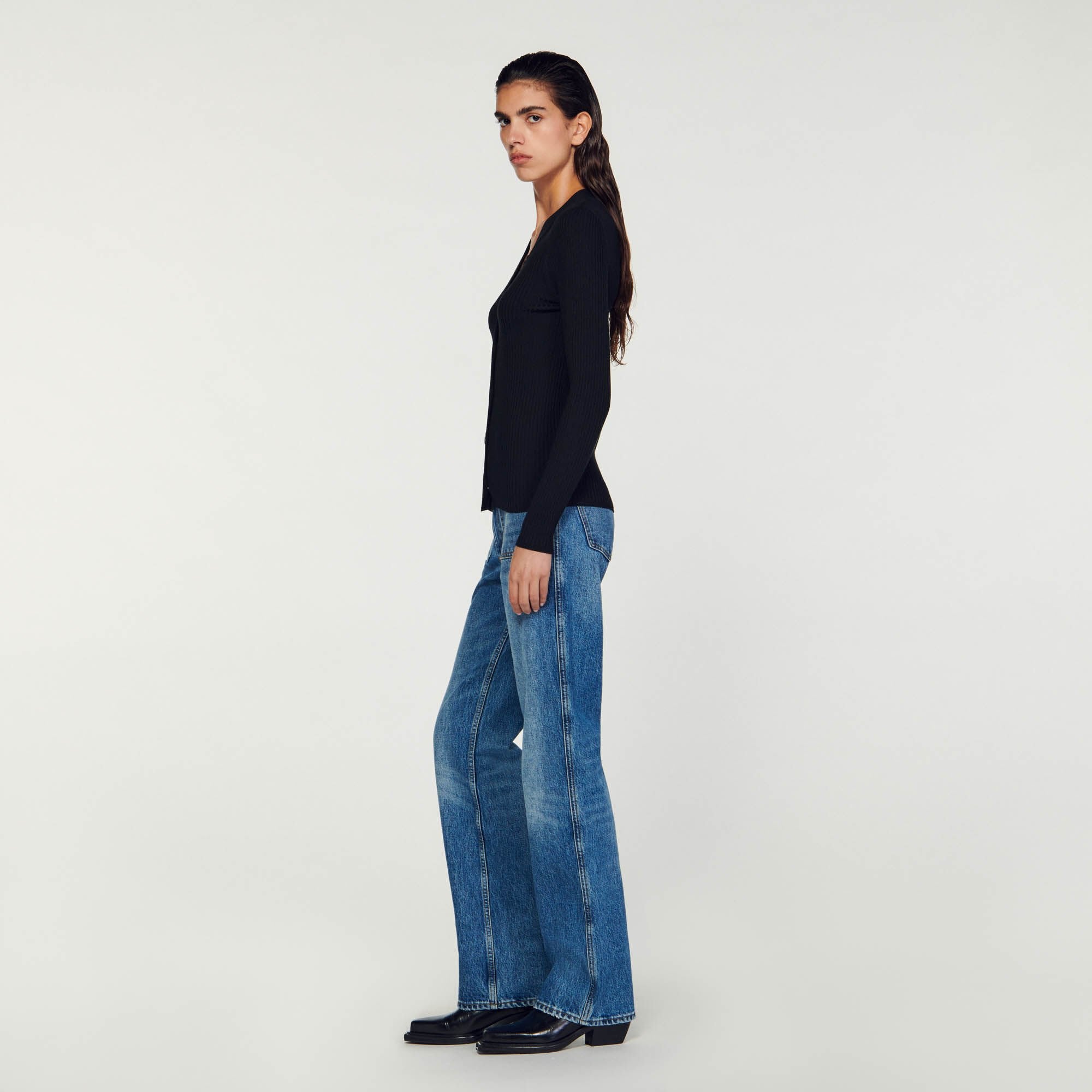 Cardigan in certified viscose Black Sandro Women
