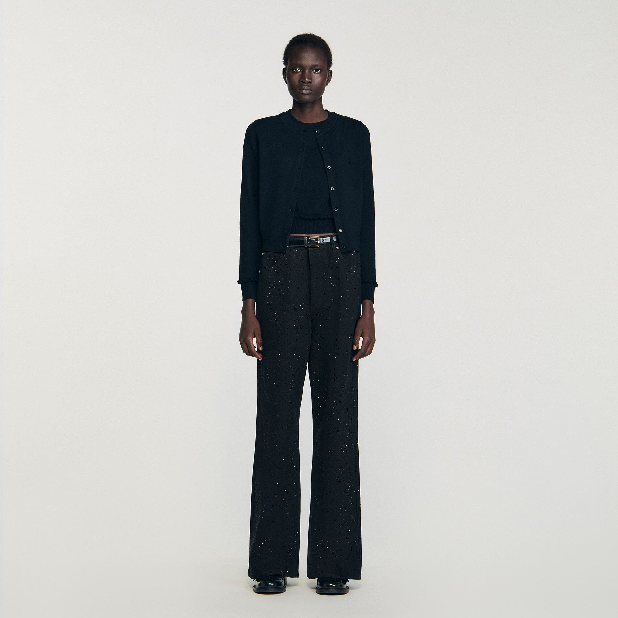 Ruffled cardigan Black Sandro Women