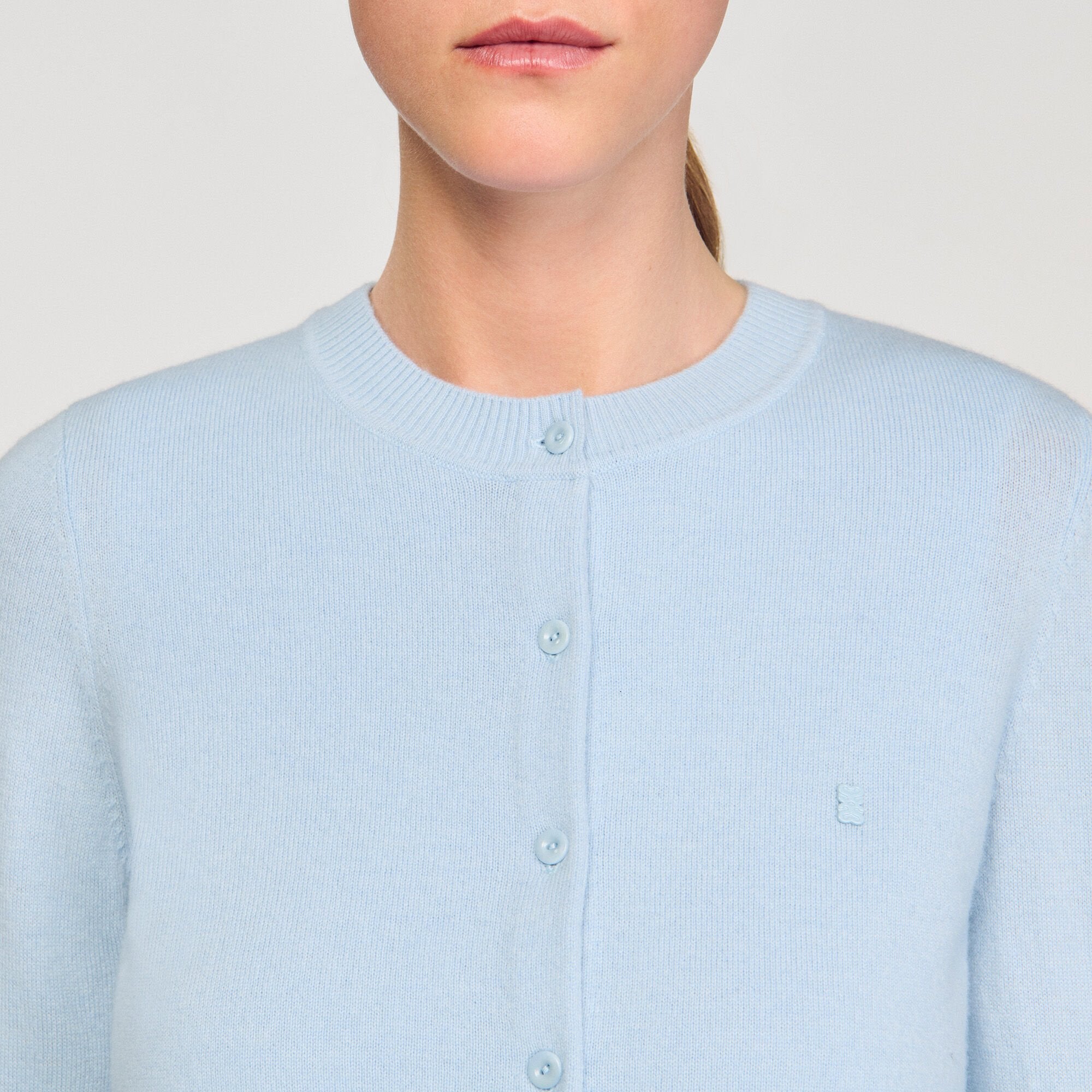 Ruffled cardigan Sky Blue Sandro Women