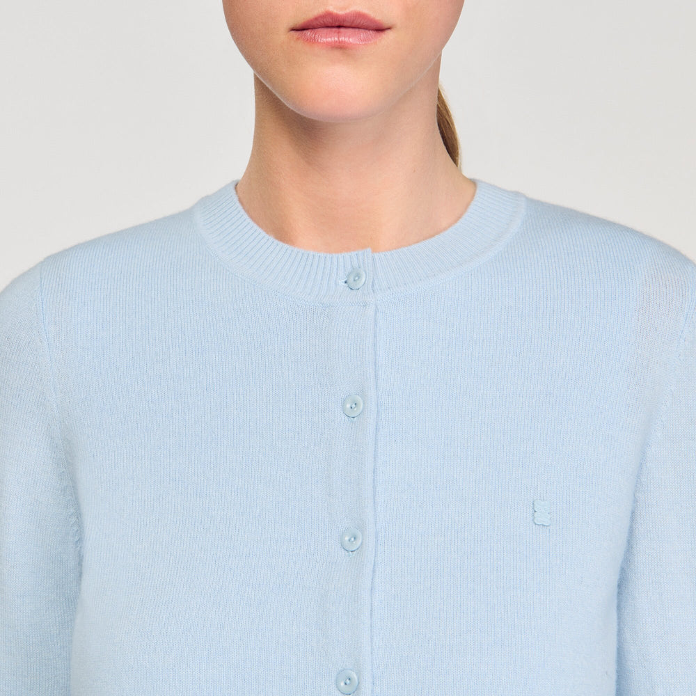 Ruffled cardigan Sky Blue Sandro Women