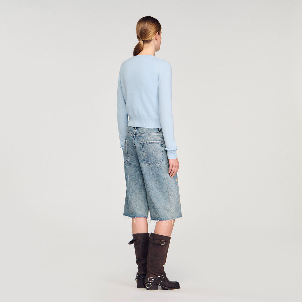 Ruffled cardigan Sky Blue Sandro Women