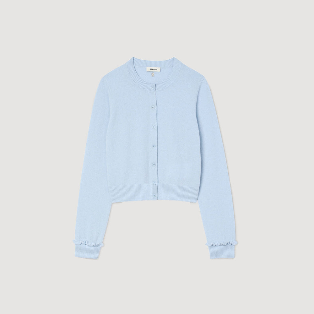 Ruffled cardigan Sky Blue Sandro Women