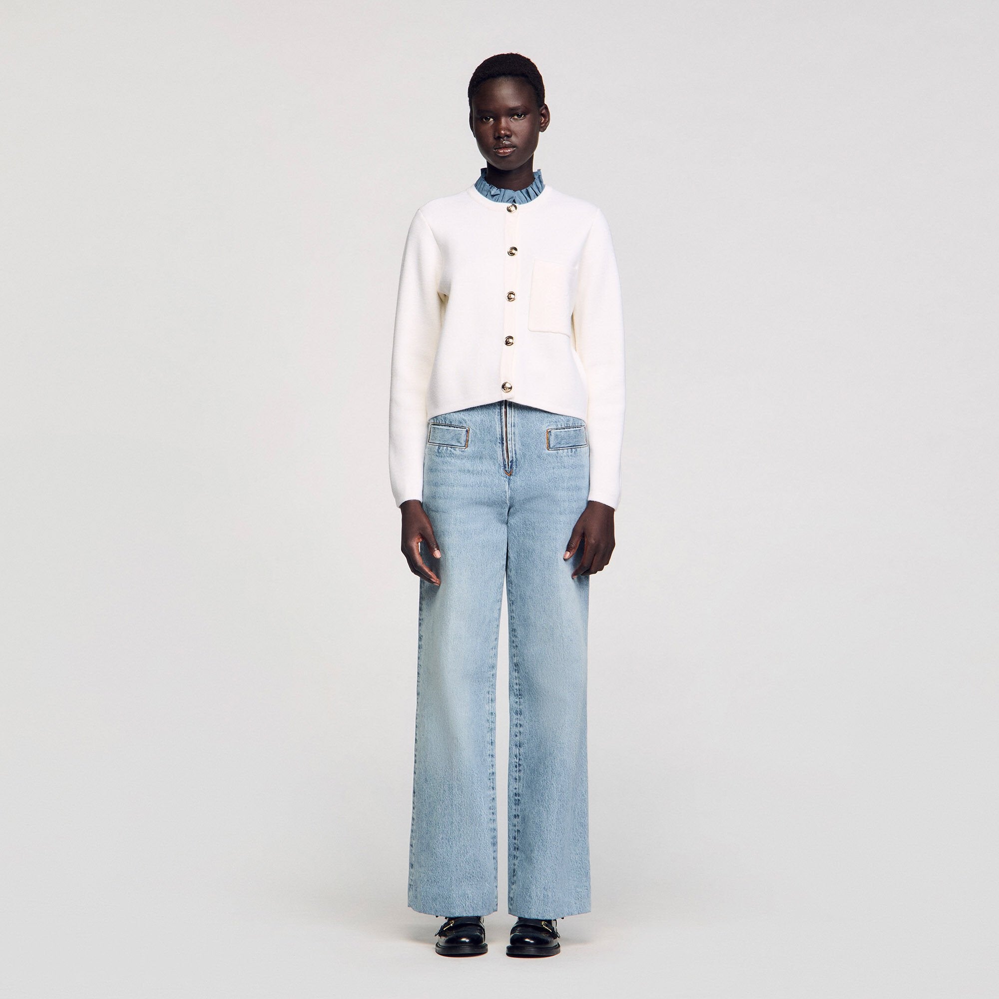 High-neck cardigan Ecru Sandro Women