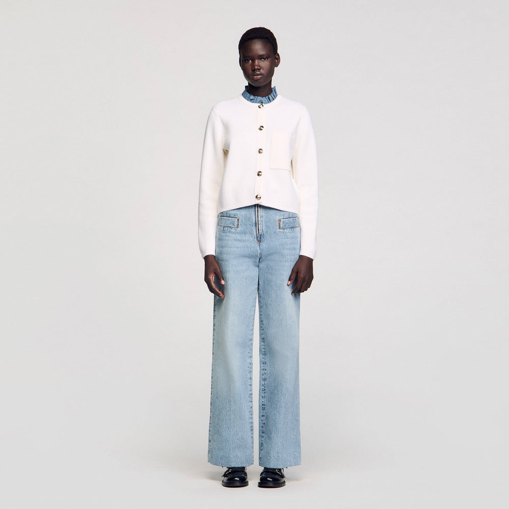 High-neck cardigan Ecru Sandro Women