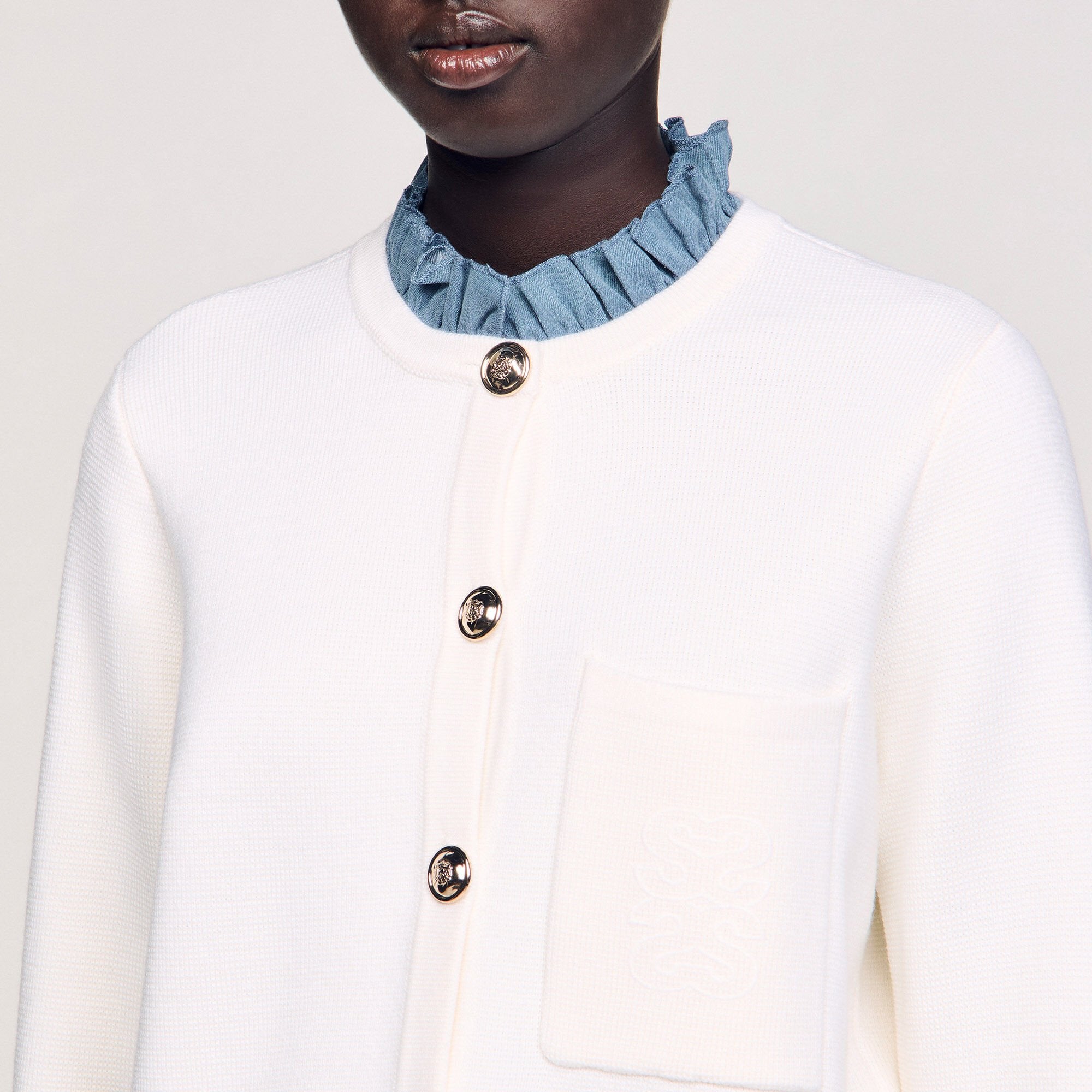 High-neck cardigan Ecru Sandro Women