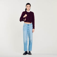 Knit cardigan with ruffled collar Bordeaux Sandro Women