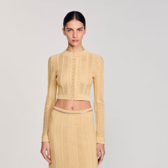 Pointelle knit cardigan Gold Sandro Women