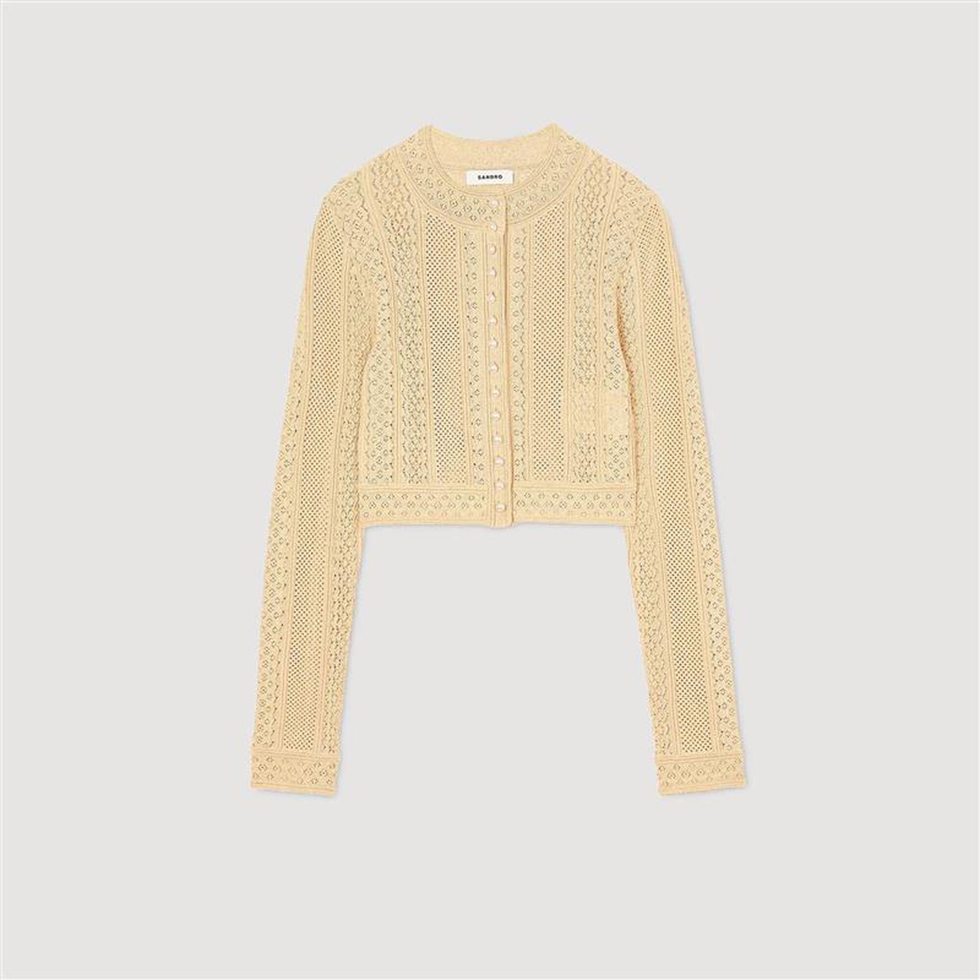 Pointelle knit cardigan Gold Sandro Women