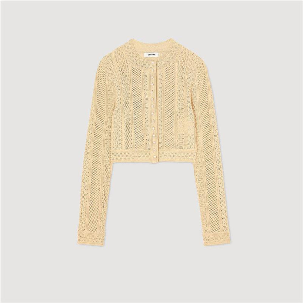 Pointelle knit cardigan Gold Sandro Women