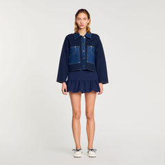 Denim detail cardigan Navy Blue Sandro Women