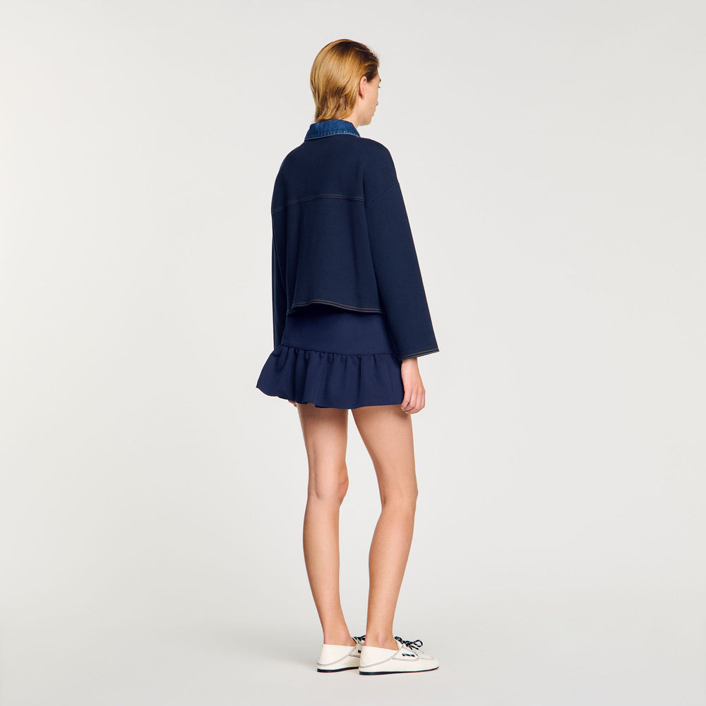 Denim detail cardigan Navy Blue Sandro Women