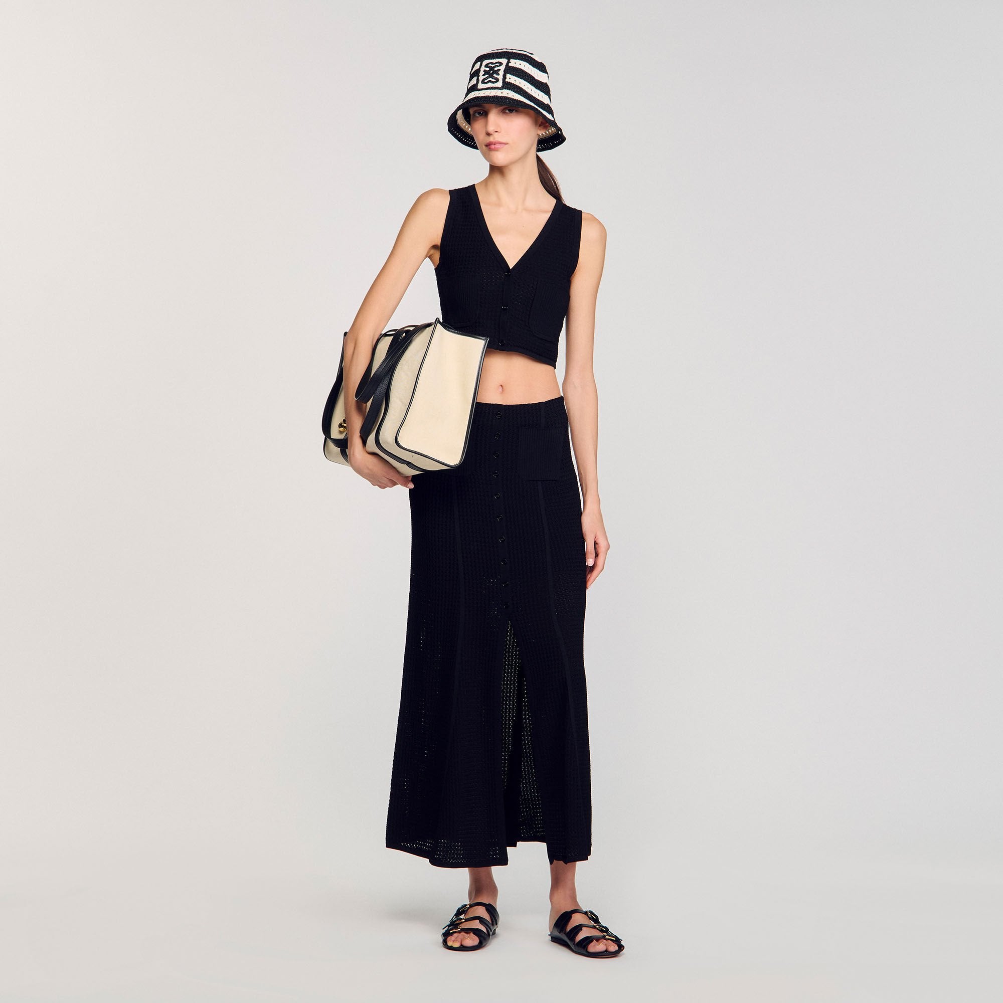 Decorative knit cardigan Black Sandro Women